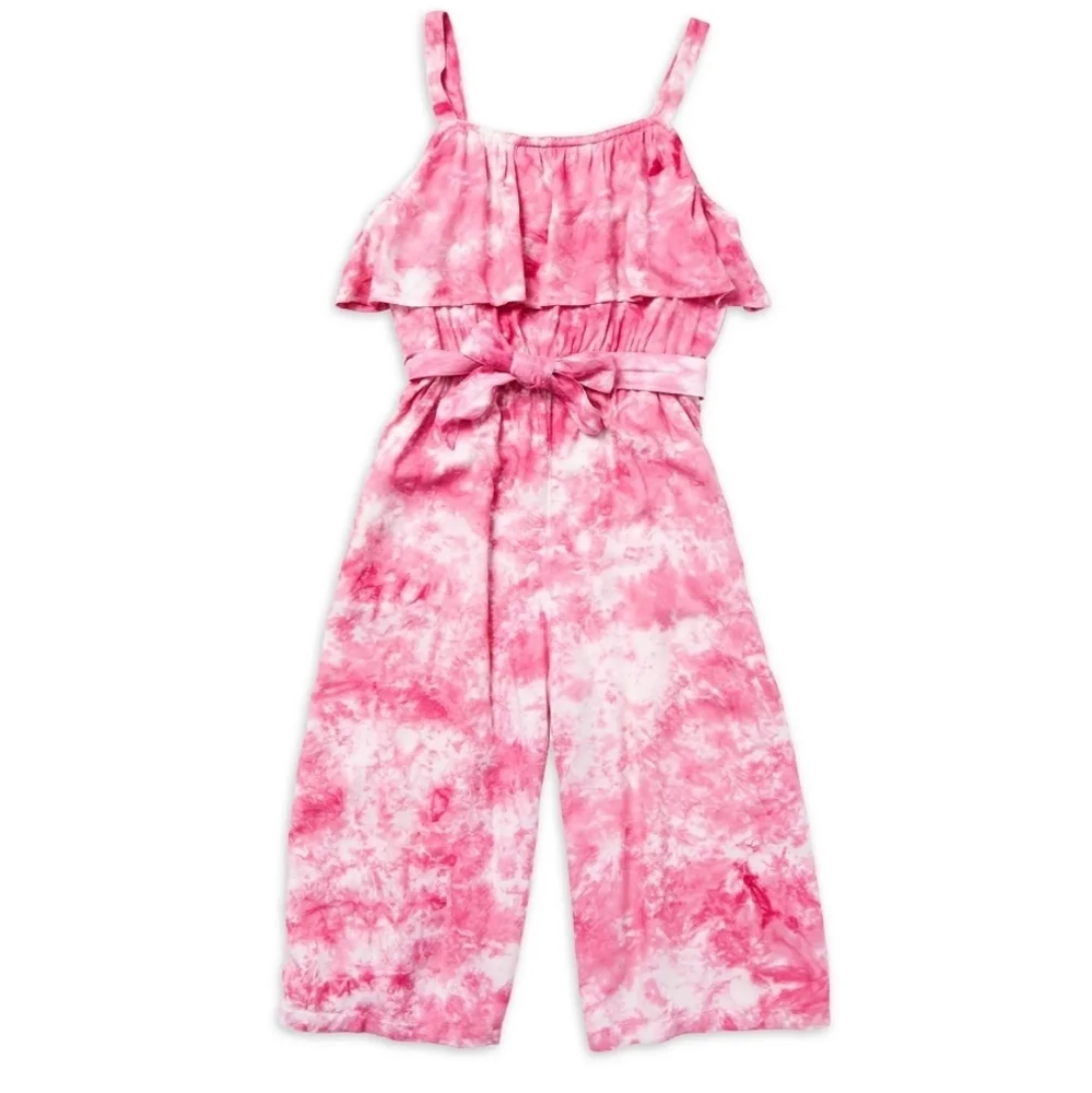 Justise Pink Tie-Dye Jumpsuit  Spaghetti Strap Wide Leg
